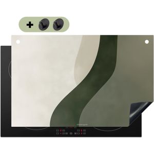 KitchenYeah® Inductie beschermer 90x60 cm - Japandi - Groen - Abstract - Modern - Kookplaataccessoires - Afdekplaat voor kookplaat & Spatscherm achterwand - Inductiebeschermer - Inductiemat - Inductieplaat mat - Keuken decoratie