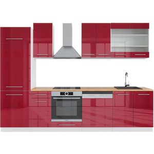 Vicco Fame-Line Complete keukeneenheid – 300 cm , WB Eik Bordeaux hoogglans/wit , WB Eik