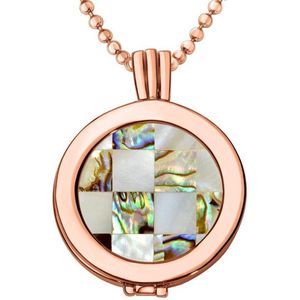 Quiges - Munthouder met Ketting en Munt 25mm Schelp Blokjes Multi - Rose Goudkleurig - EPRHZ339