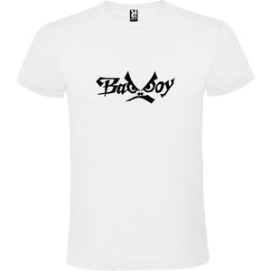 Wit  T shirt met  ""Bad Boys"" print Zwart size S