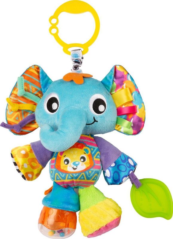 Playgro - Activiteiten vriend Elly Olifant - Baby speelgoed - Hangspeeltje - Kinderwagenspeeltje - Rammelaar - Kinderwagenaccessoire - Buggyaccessoire- Educatief Speelgoed - Knuffeldier
