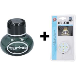 Turbo New Car luchtverfrisser inclusief ledverlichting 12/24 volt white met aanstekerplug voor in vrachtwagen