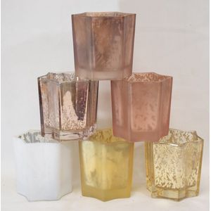 ZoeZo Design - waxinelichtjeshouder - 10 stuks - kerst - stervorm - assorti - afm. p/stuk 7,5 x 7,5 cm - glas