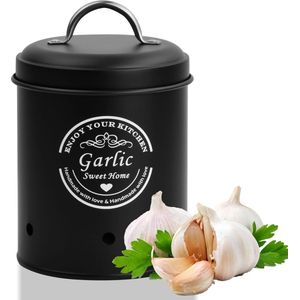 Stijlvolle Metalen Voorraadpotten voor Aardappelen, Uien en Knoflook met Vintage Ontwerp