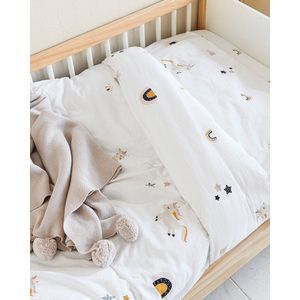 Petite Amélie Hoeslaken - Unicorn Print- Wit - 90x200 cm - 100% Katoen - Eenpersoonsbed