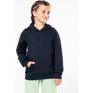 K477 - Kindersweater met capuchon Unisex, kleur Navy Blauw, maat 10/12