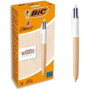 Pen Bic Wood Effect Multicolour 0,32 mm (12 Onderdelen)