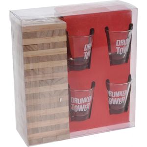Free And Easy Drankspel Drunk Tower Hout/glas Transparant 5-delig