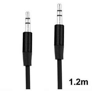 3,5 mm jack koptelefoonkabel voor iPhone / iPad / iPod / MP3, lengte: 1,2 m (zwart)