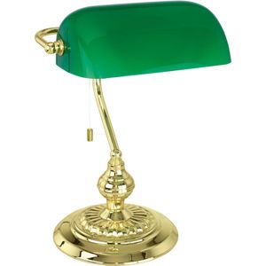 EGLO Banker - Bureaulamp - Tafellamp - E27 - 39 cm - Geelkoper/Groen
