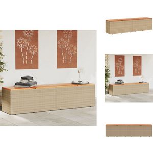 vidaXL Tuinbox - Tuinboxen - Opbergbox - Opbergbox Tuin - Tuinbox 220x50x54 cm poly rattan en acaciahout beige