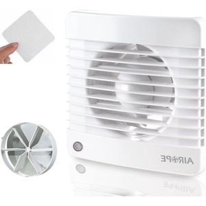Badkamer ventilator Timer 100 mm afvoerventilator met terugslagklep - laag wattage - 7 W - badkamer keuken toilet - stille werking
