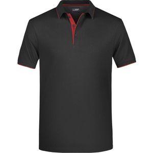 James and Nicholson Heren Polo Stripe Shirt (Zwart/Rood)