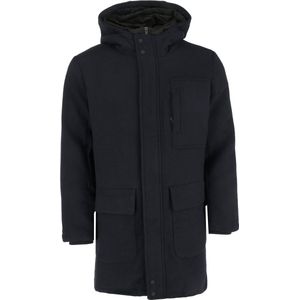 Wool Hooded Parka Mannen - Navy - Maat XXL