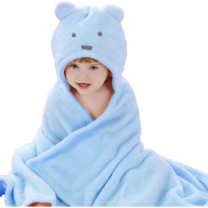 BoefieBoef Blauwe Ijsbeer 2-in-1 Fleece Badcape & Wikkeldeken voor Baby's/Peuters met Dierencapuchon: Warm, Zacht & Comfortabel - Ideaal als Kraamcadeau