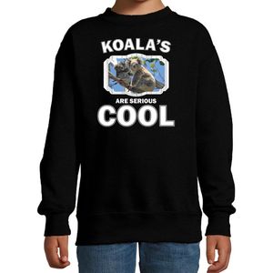 Dieren koalaberen sweater zwart kinderen - koalas are serious cool trui jongens/ meisjes - cadeau koala beer/ koalaberen liefhebber - kinderkleding / kleding 122/128