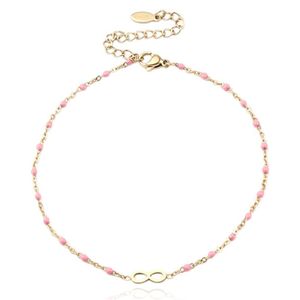 Enkelband Goud & Emaille - Infinity Pink