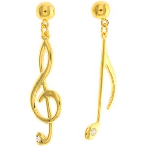 Behave Oorbellen hangers goud-kleur muziek noten 4,5 cm