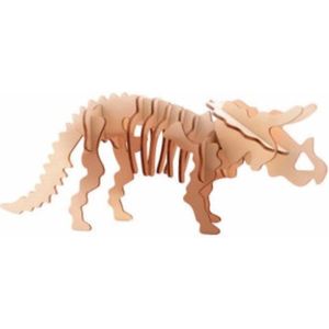 Houten 3D Puzzel Dinosaurus Triceratops 21 cm - Dino Bouwspeelgoed Triceratops