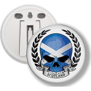 Button Met Clip - Schedel Vlag Schotland