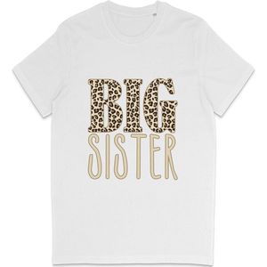 T Shirt Meisjes - Grote Zus - Big Sister Quote Print Opdruk - Wit - Maat 116
