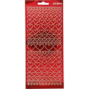 Stickers, harten, 10x23 cm, transparant rood, 1 vel