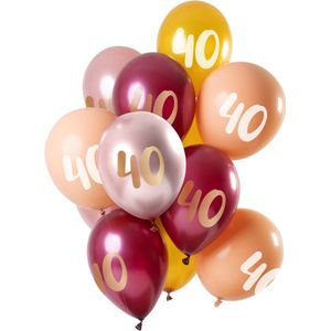 Folat - Ballonnen 40 Jaar Roze-Goud 30 cm - 12 stuks