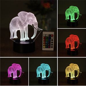 Klarigo®️ Nachtlamp – 3D LED Lamp Illusie – 16 Kleuren – Bureaulamp – Olifant – Sfeerlamp – Nachtlampje Kinderen – Creative - Afstandsbediening