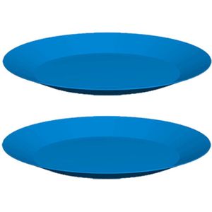 10x stuks ontbijt/diner bordjes hard kunststof 26 cm in het blauw. Outdoor servies camping/picknick/verjaardag