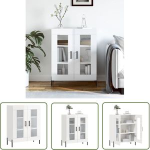 The Living Store Dressoir 69,5x34x90 cm bewerkt hout hoogglans wit - Dressoir - Commode - Vintage - Modern - Houten Dressoir
