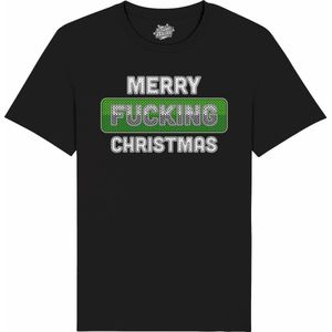 Merry F*cking Christmas - Foute Kersttrui Kerstcadeau - Dames / Heren / Unisex Kleding - Grappige Kerst Outfit - T-Shirt - Unisex - Zwart - Maat L