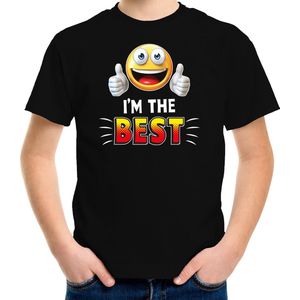 Funny emoticon t-shirt I am the best zwart voor kids - Fun / cadeau shirt 134/140