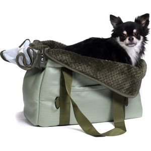 Dogs&Co Luxe Reistas Design Groen tot 7KG - Hondendraagtas speciaal voor in het vliegtuig - Autobevestiging - Draagtas voor honden of Katten