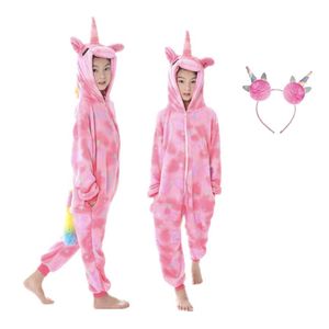 Joya Beauty® Eenhoorn Onesie | Unicorn roze huispak | Verkleed kostuum kinderen | verkleedkleding jurk | Maat 98/104 (100) + Haarband | Cadeau meisje