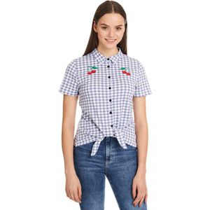 Pussy Deluxe - Blue Plaid Blouse - S - Blauw