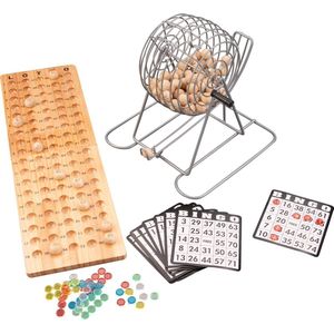 Longfield Bingo-Lotto Set Compleet | Geschikt voor 3+ spelers | Met 90 ballen en houten controlebord