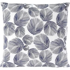 Sierkussen decoratie kussen Leaves 45 x 45 cm blauw wit