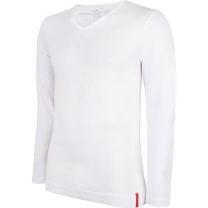 Undiemeister - T-shirt - T-shirt heren - Slim fit - Longsleeve - Gemaakt van Mellowood - V-Hals - Chalk White (wit) - Anti-transpirant - S