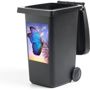 Container sticker Vlinder - Zonsondergang - Paardebloem - Blauw - 40x60 cm - Kliko sticker