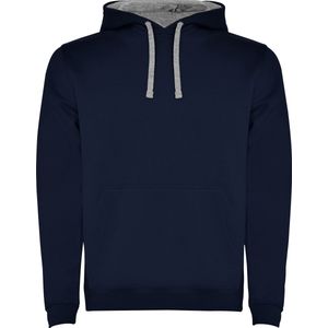Donker Blauwe/Grijs unisex kinder hoodie met capuchon en koord Urban merk Roly 8 jaar 122-128