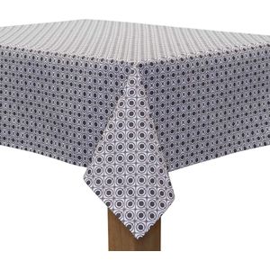 Vierkant Tafelkleed Gecoat - Ø 140 cm – Rondjes en Vierkantjes – Grijs