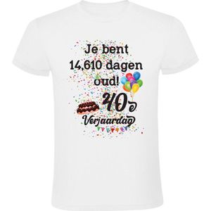 Je bent 14,610 dagen oud! Heren T-shirt - 40 jaar - verjaardag - 40e verjaardag - verjaardagsshirt - feest - jarig