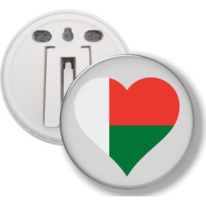 Button Met Clip - Hart Vlag Madagascar