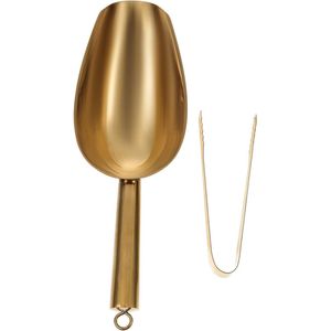 Gouden ijstang roestvrij staal - ijsblokjestang met tanden - ijsblokjes schep - keuken dienblad - ijshouder - thee - koffiebonenmeel ijsscheppen & ijshouder