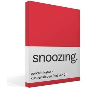 Snoozing - Kussenslopen - Set van 2 - Percale katoen - 60x70 cm - Rood