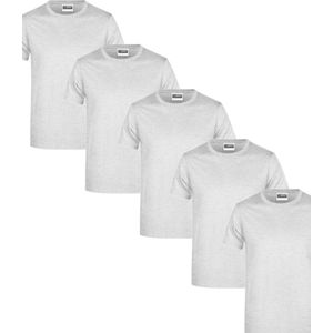 James & Nicholson 5 Pack Ash T-Shirts Heren, 100% Katoen Ronde Hals, Ondershirts Maat M