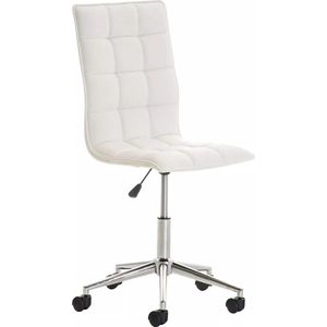 In And OutdoorMatch Bureaustoel Jevon - Op wielen - Wit - Voor volwassenen - Kunstleer - Ergonomische bureaustoel - In hoogte verstelbaar 52-58cm