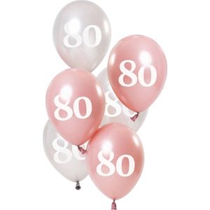 Folat - Ballonnen Glossy Pink 80 Jaar (6 stuks)