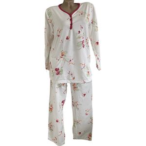 FINE WOMAN® 2302 Gevoerde Pyjama XL 40-42 wit/roze