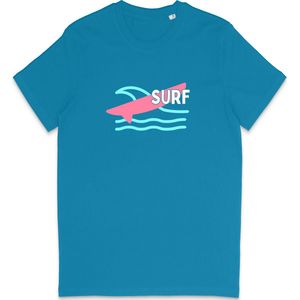 T Shirt Heren Dames - Surf - Grafische Print - Blauw - S